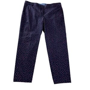 Talbots Weekend Chino Polka Dot Pants Pink Navy Straight Womens 16
